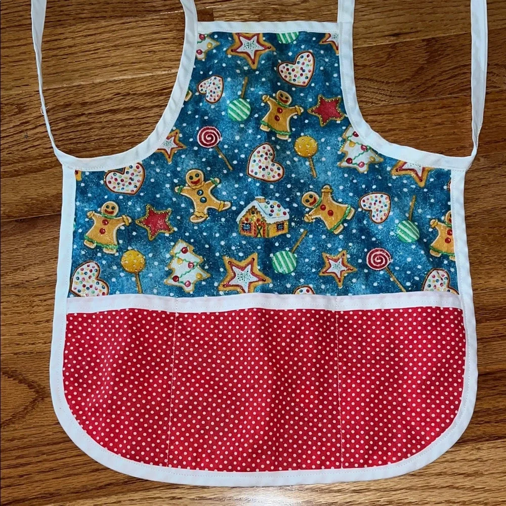 Gingerbread Pattern Kids Bib with Red Accents